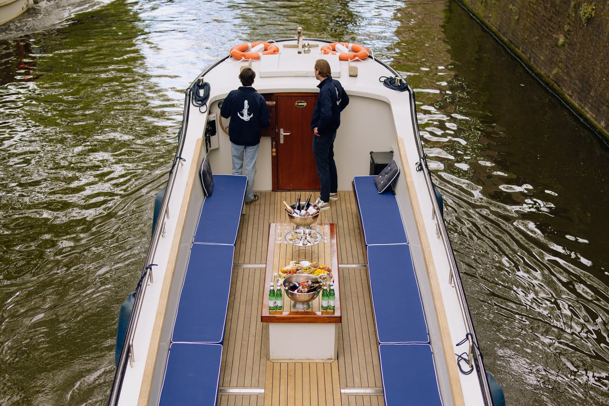 The boat from above on an Amsterdam canal