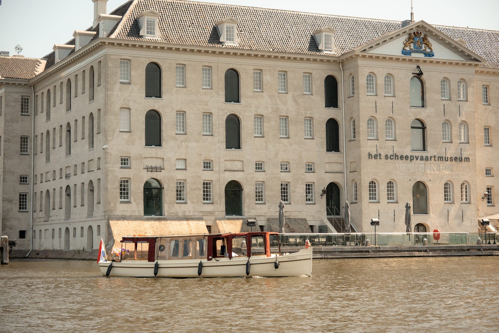 The Dauphine sailing past the National Maritime Museum in Amsterdam